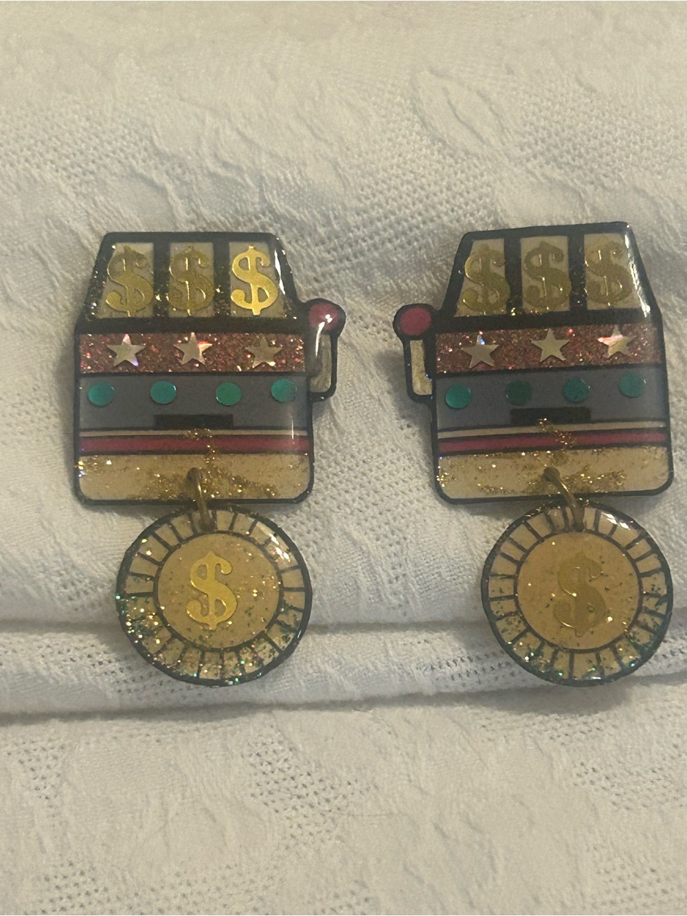Fun Casino-Themed Drop Earrings